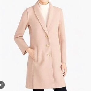 J. Crew Boiled Wool Top Coat Pea Coat in Light Pink Olga